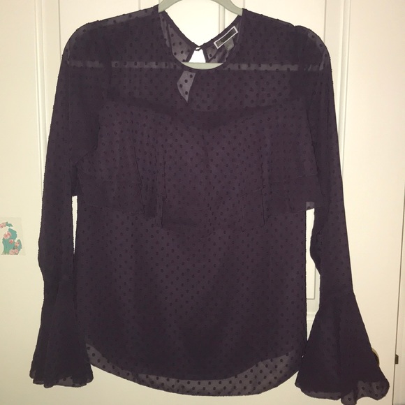 Chelsea28 ruffled polka dot purple top size small - Picture 4 of 12